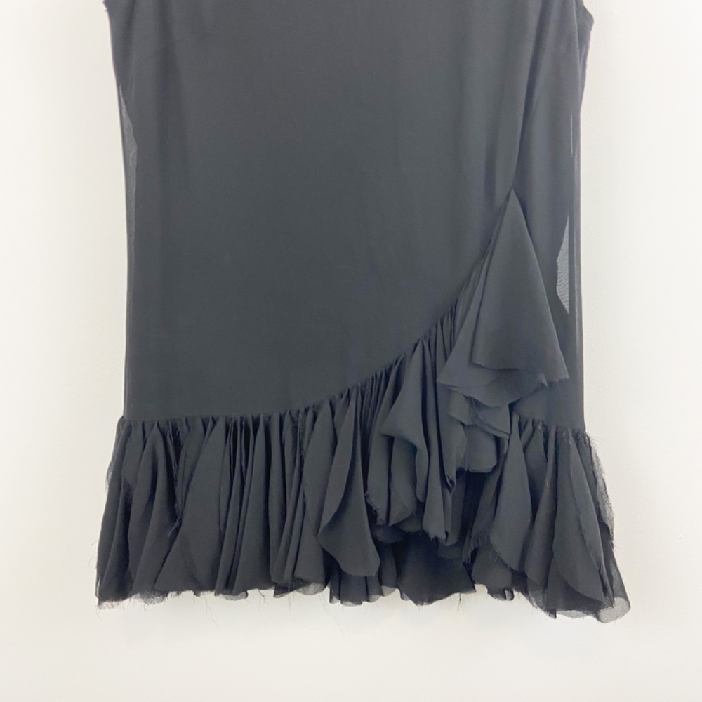 DKNY Black Frayed Tiered Zip back mini dress Sz 0 - Picture 4 of 8
